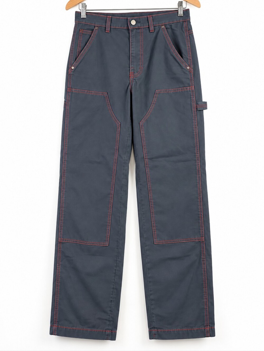 BDG Urban Outfitters Double Knee Carpenter Pants Gray Red Contrast Stitching
